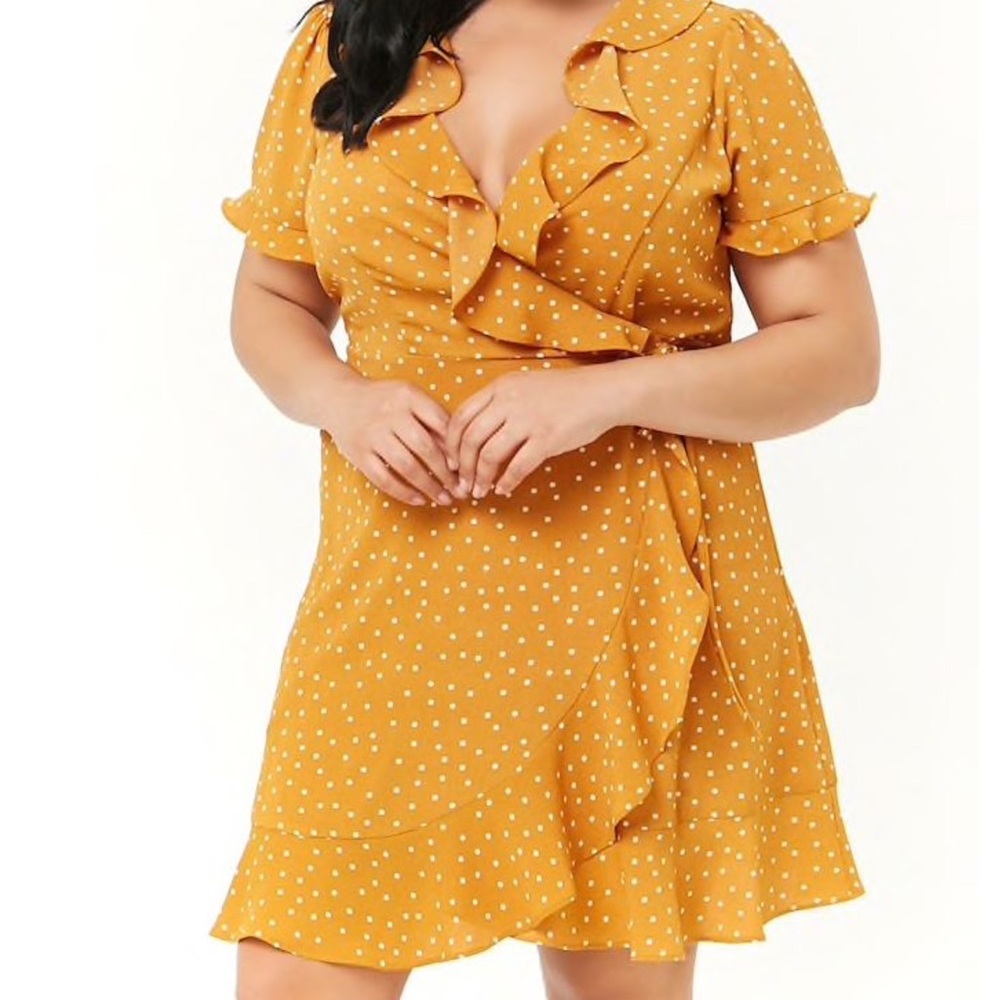 Forever 21 Plus Mustard Wrap Dress